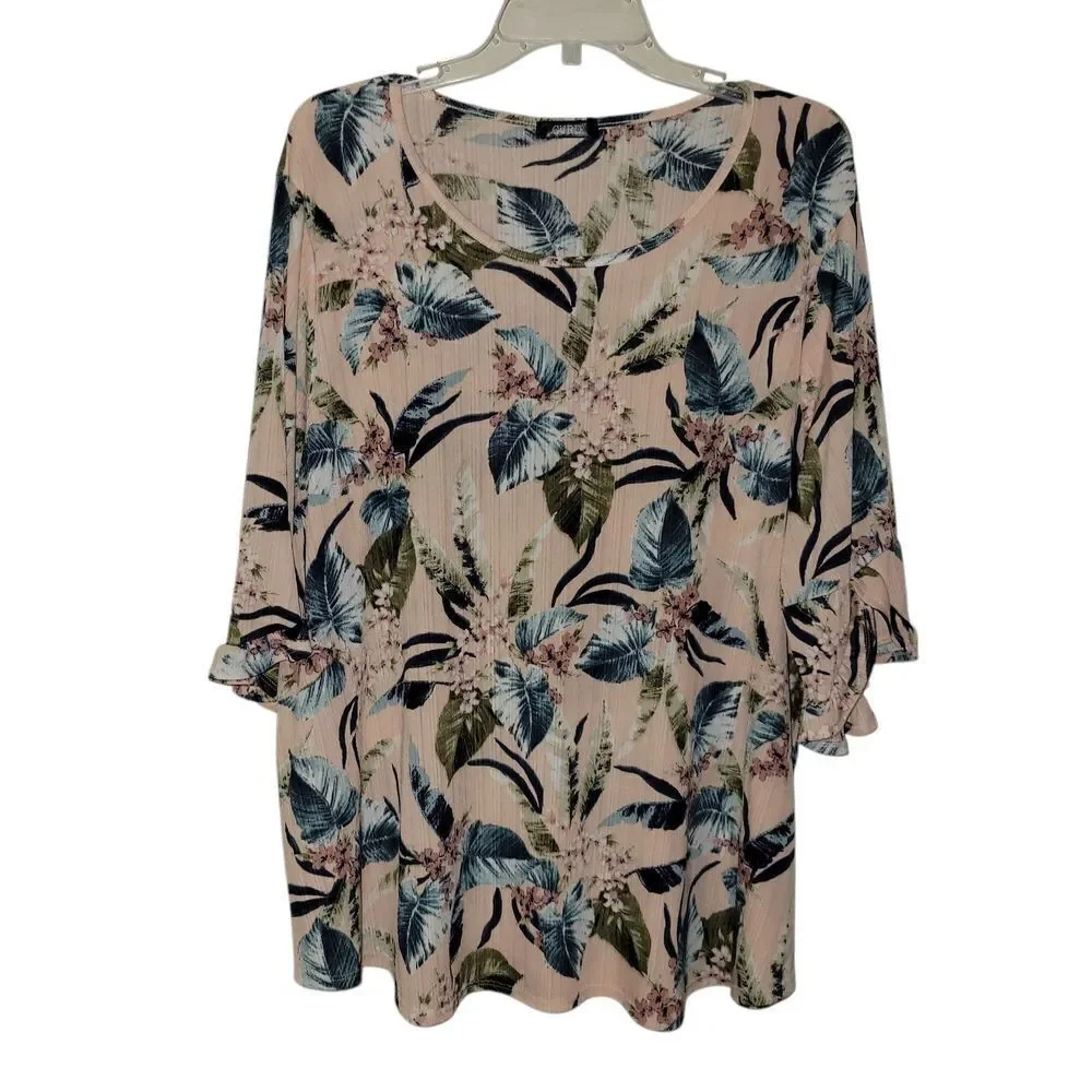 Pink and Blue Relaxed Ruffled Blouse